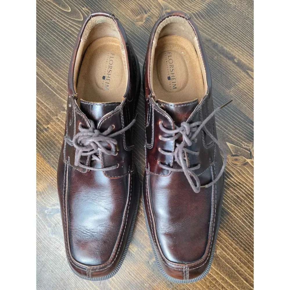 Florsheim Billings Men's 10 D Shoes Brown Leather Derby Square Toe Oxford‎ 13113